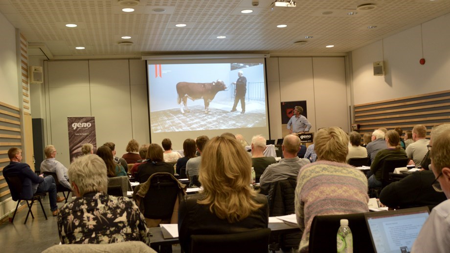 Bilde av utsendinger som følger med på presentasjon under årsmøtet. 